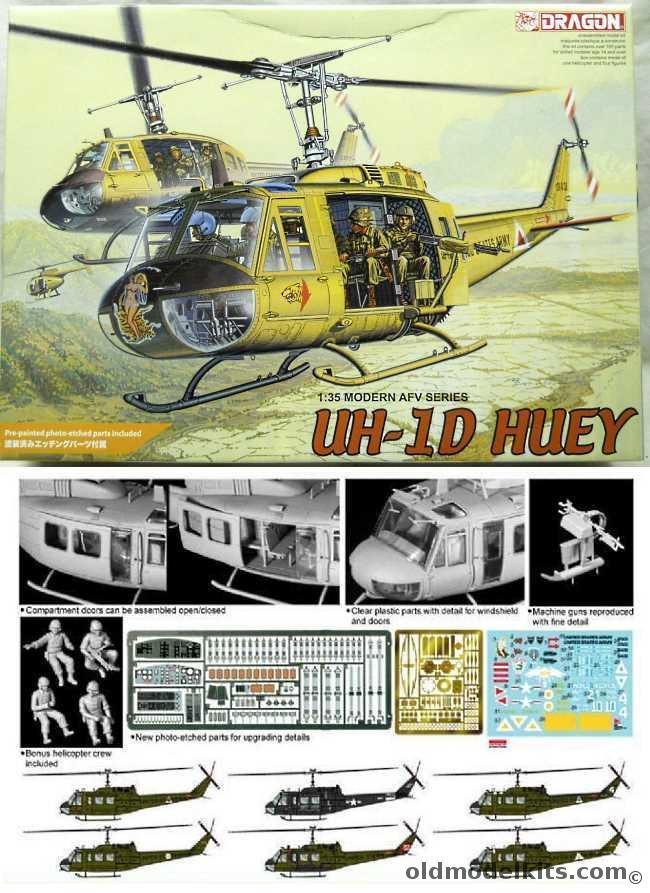 Dragon 1/35 UH-1D Huey - With Master Box MB 'Head For The Huey' Figure Set, 3538 plastic model kit